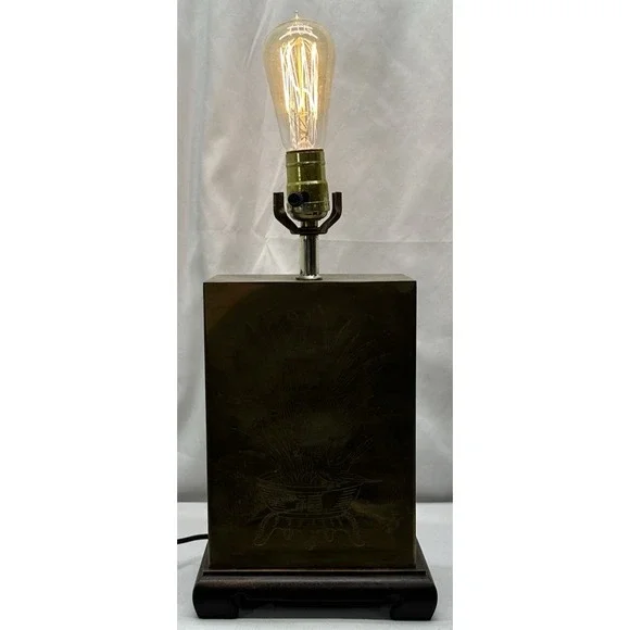 Murray Feiss Brass Etched Asian Style Table Lamp- Tested & Working